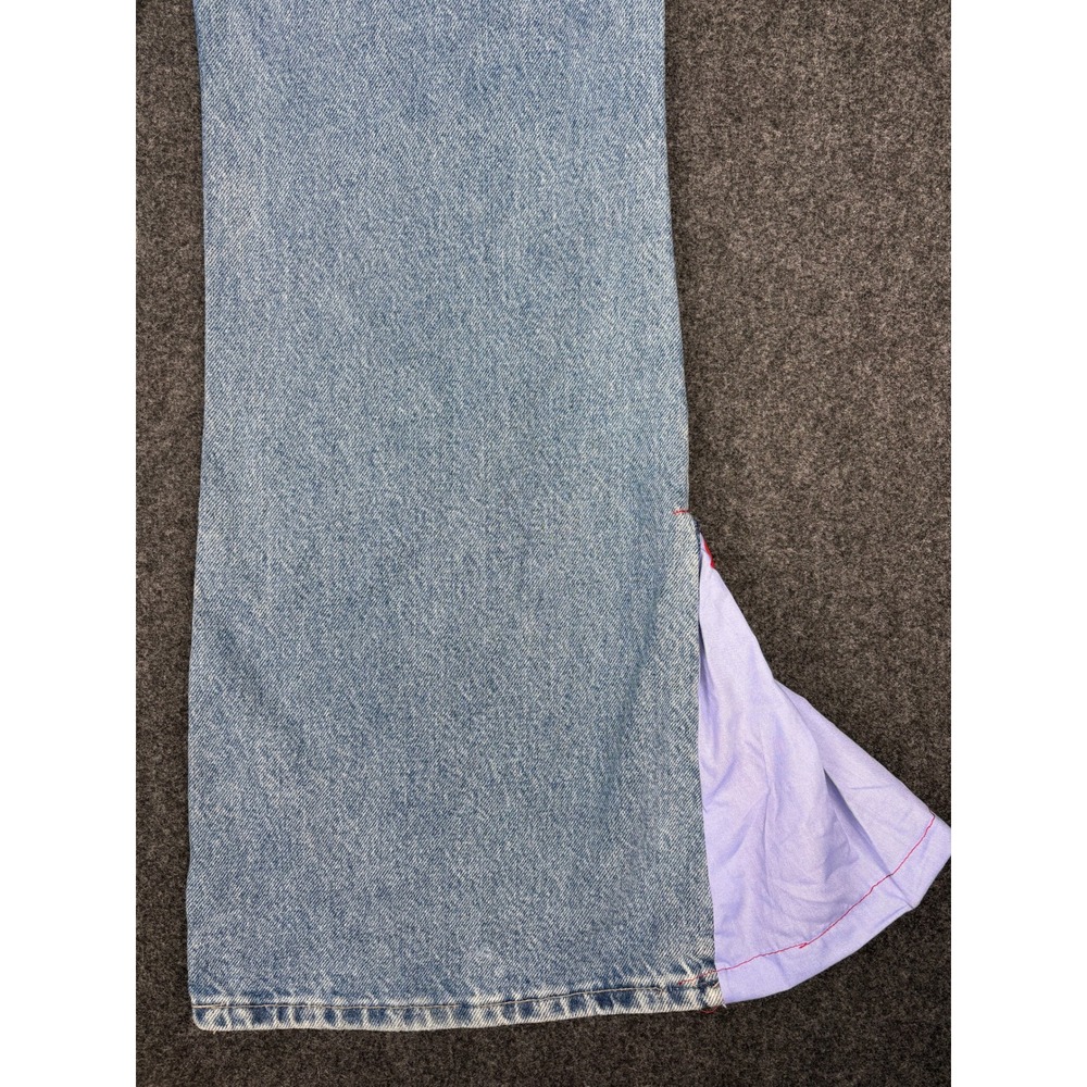 Vintage Levi's USA Y2K Reworked Flare Jeans Peace Sign Patchwork Boho Juniors 11 - Picture 9 of 14